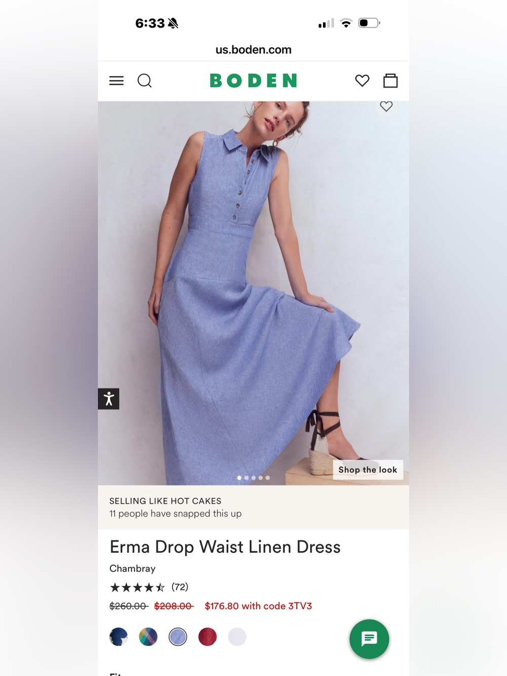 Boden Sleeveless Chambray Maxi Dress in Light Blue